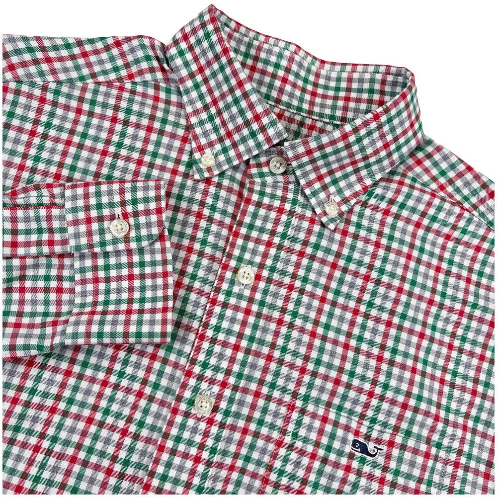 Vineyard Vines Classic Fit Tucker Shirt Mens S Red Green Gingham Plaid Button Up